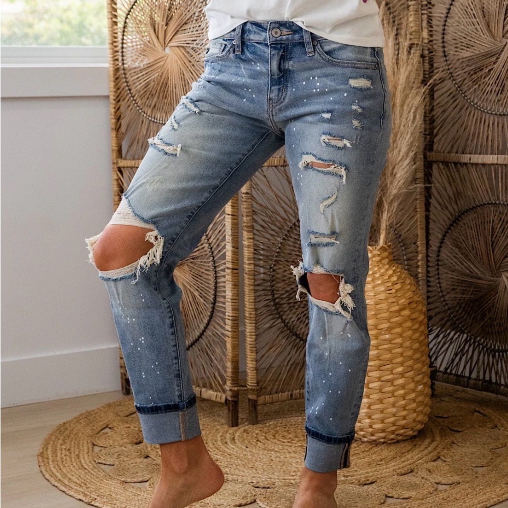 KanCan Light Blue Distressed Boyfriend Jeans
